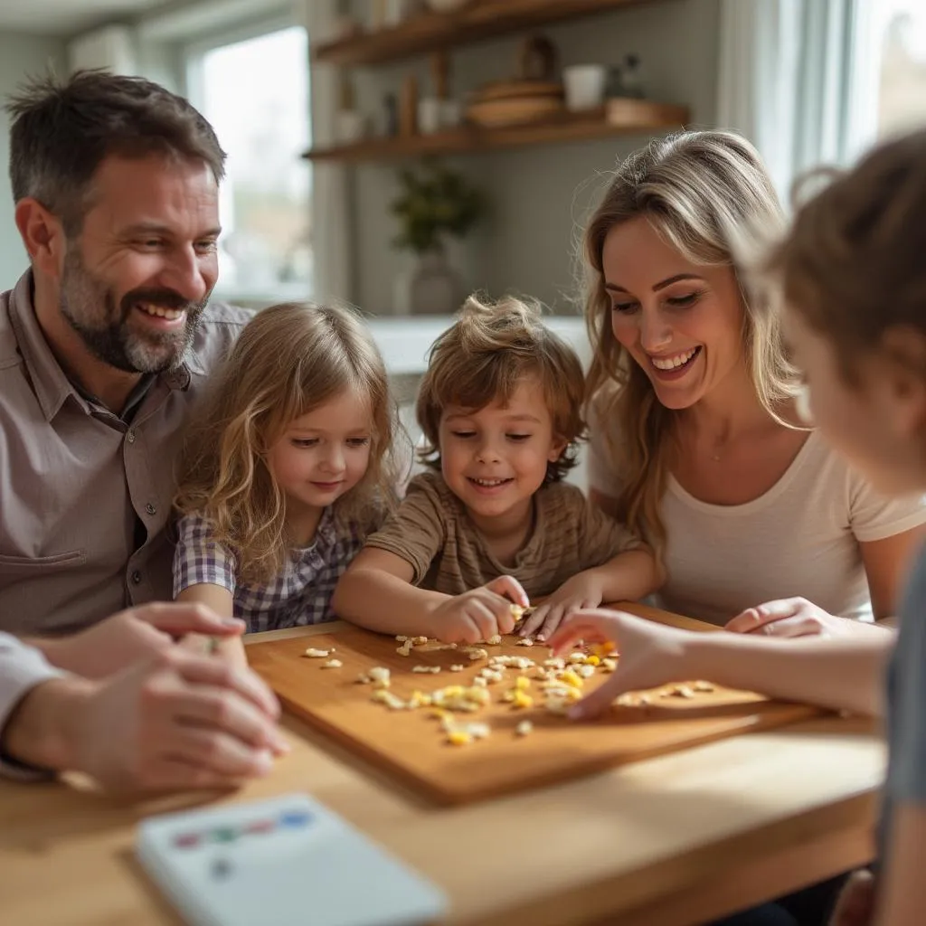 Family playing Chicken Road together