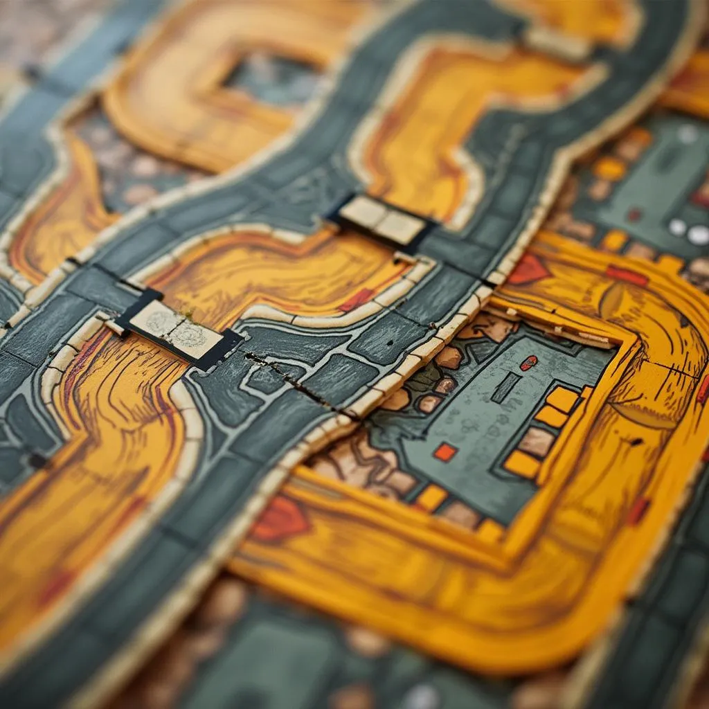 Modular board pieces of Chicken Road