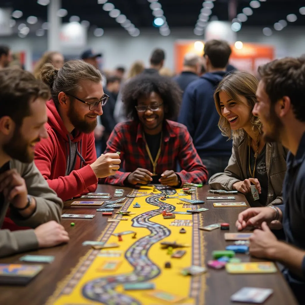 People playing Chicken Road at a convention