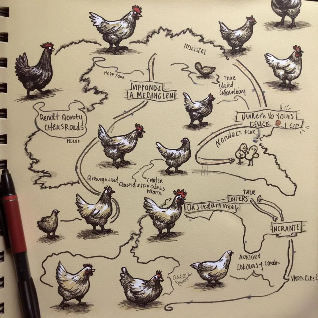Sketches of early Chicken Road concepts